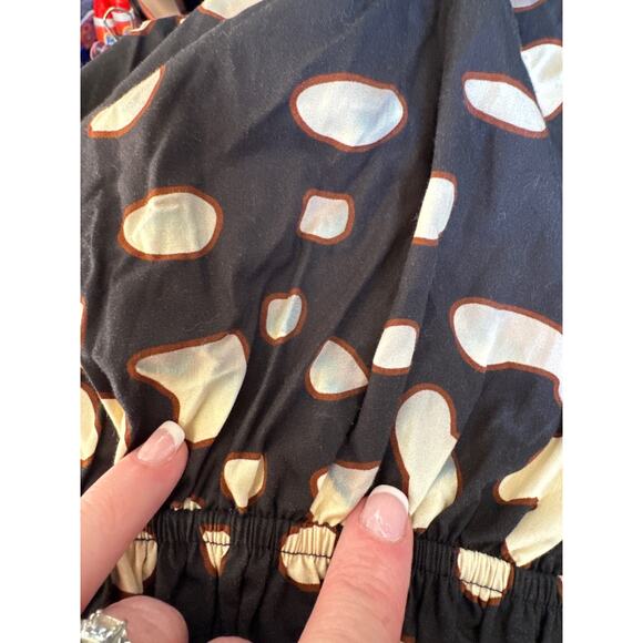 Juan D Dios Lovely resort one shoulder crop top navy spotted size small - Picture 11 of 11